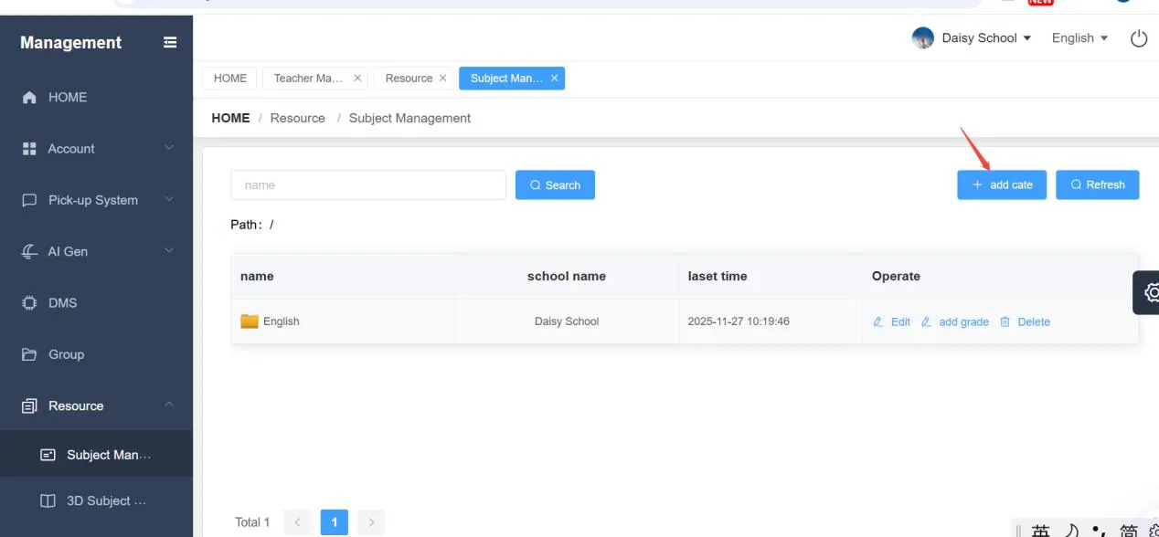 Riotouch Cloud login and subject management