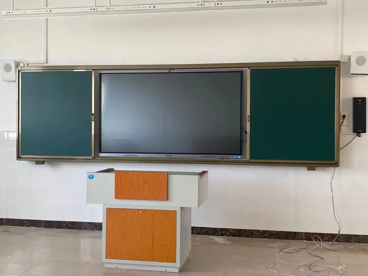Sliding Chalkboard with Interactive Panel