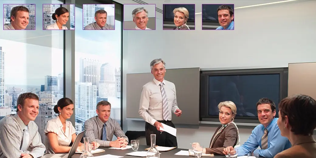 AI Camera Gallery Mode with auto-framing and voice tracking for hybrid meetings