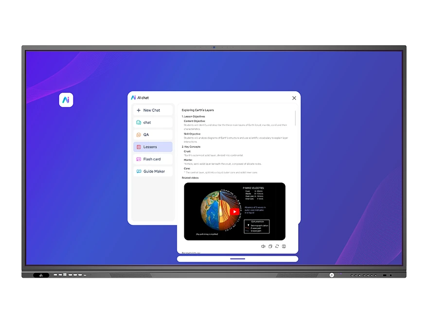 AI Teaching Assistant — voice/text courseware generation interface on UMind whiteboard